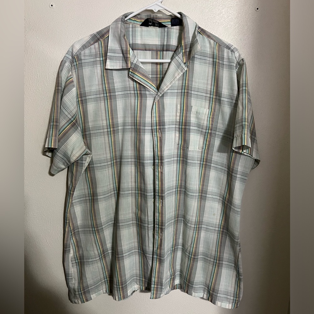 PAR FOUR SPORTSWEAR Vintage 90's Plaid Casual‎ Button Down Short Sleeve Mens XL